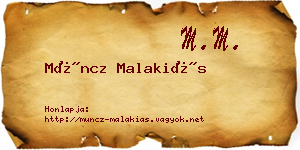 Müncz Malakiás névjegykártya